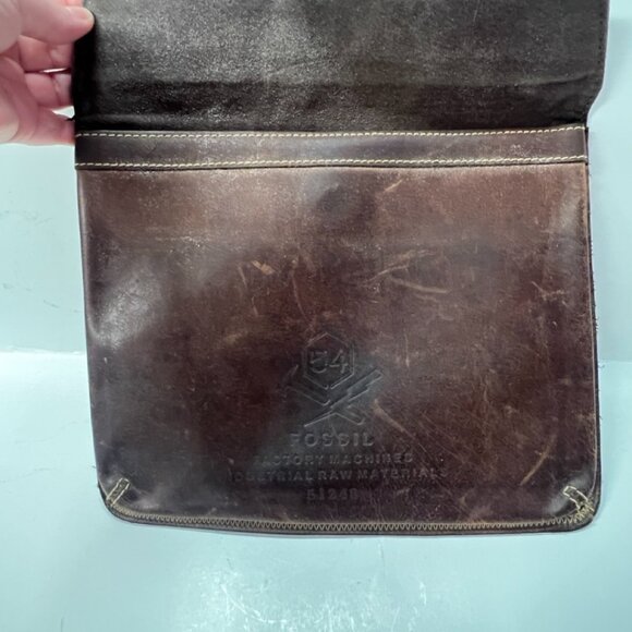 Distressed Fossil Leather Zipper Pouch Purse Wallet 54 Factory Machines 51248 - Picture 3 of 11